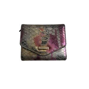 BRAHMIN Multicolor Leather Snake Print Snap Wallet